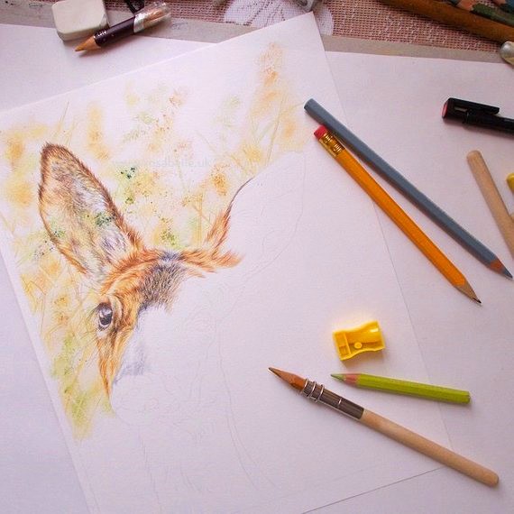 Deer artwork by Rosabelle Art