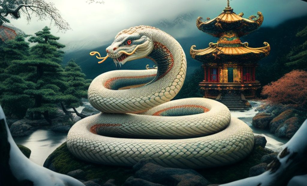 Mythological Animals of Japan White Snake