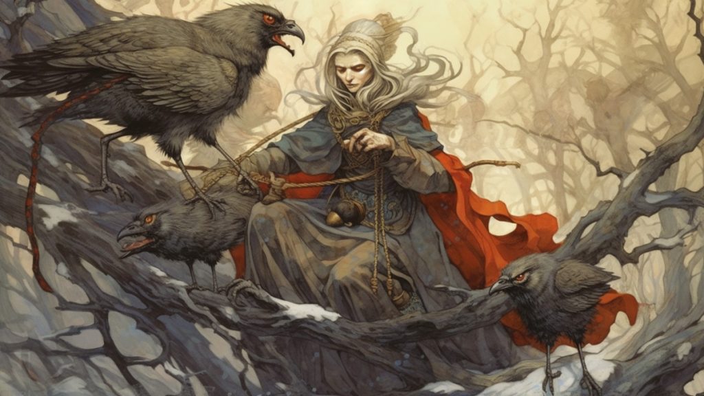 Who is Baba Yaga? Crow as her familiar.