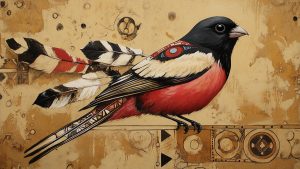 Native American Bird Signs Rose-Breasted Grosbeak