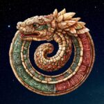 Coatl Aztec Serpent Symbol in the Starry Night Sky