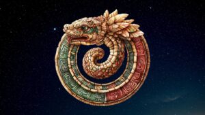 Coatl Aztec Serpent Symbol in the Starry Night Sky