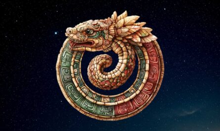 Coatl Aztec Serpent Symbol in the Starry Night Sky