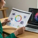 A woman learning how to find her rising sign on a laptop using a rising sign calculator