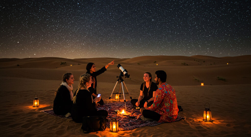 Friends enjoying a celestial event in Dubai